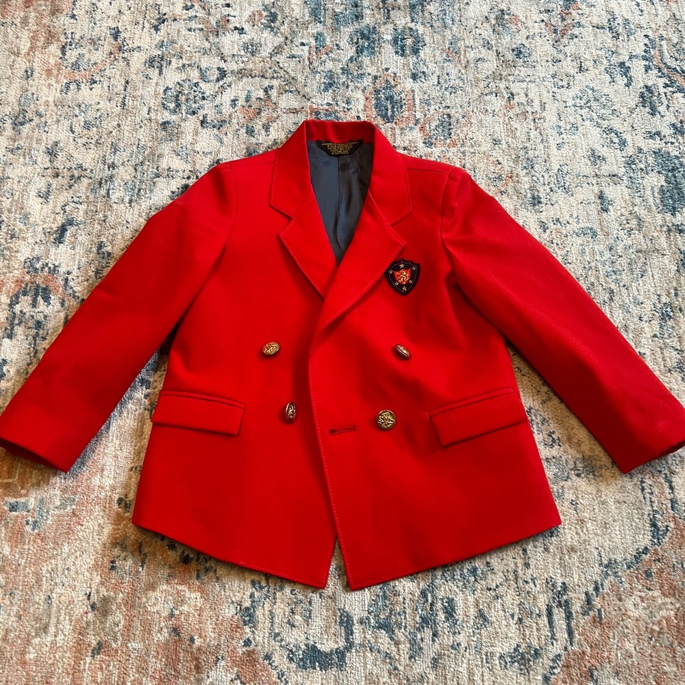 Children's Bright Red Blazer with Crest